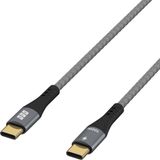 EFB Elektronik USB-C-kabel 100W PD 3.0 5A E-Marker-chip 0,5 m grijs, gouden contacten textielcoating
