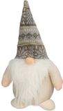Gerimport Pluche gnome/dwerg/kabouter decoratie pop/knuffel kleding creme en muts 26 x 11 cm