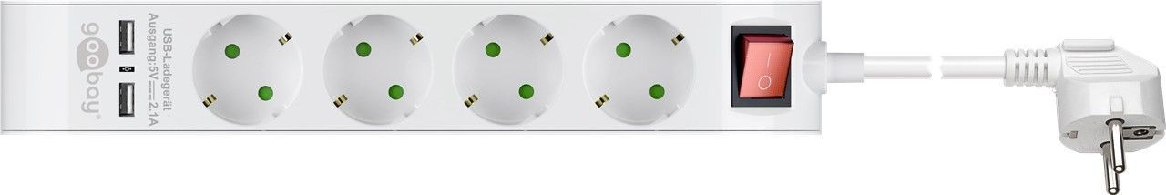 Goobay 55481 Stekkerdoos wit 1,4m 3680W 2x USB-A