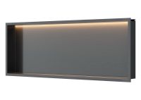 Luca Sanitair Inbouwnis Luca Sanitair Nissen 90x30x6,5cm Met LED Verlichting 3000K RVS Gun Metal PVD