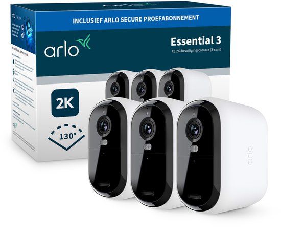 Arlo Essential3 XL 2K Beveiligingscamera - 3 IP-Camera's
