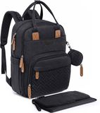 Zedar Luiertas Rugzak - Inclusief Buggy/Kinderwagen Haken en Verschoningsmat - Complete Set - Zwart