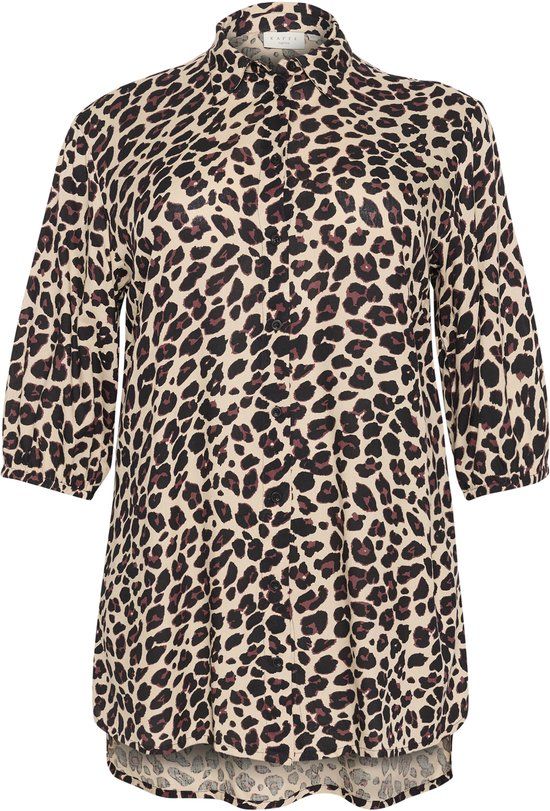KAFFE Curve Kaffe Vrouwenblouse KAFFE Curve Sonna Luipaardprint Viscose Loose Fit Bruin