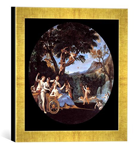 kunst für alle Ingelijste afbeelding van Francesco Albani Het toilet van Venus, kunstdruk in hoogwaardige handgemaakte fotolijst, 30x30 cm, Gold Raya