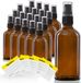 Oputec 20 x 100ml pompflessen – bruine glazen crèmespender & lotionspender – navulbaar & herbruikbaar – met etiketten – dicht & reisvriendelijk