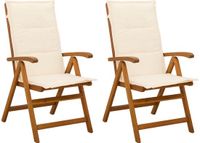 vidaXL Ligstoelen voor Tuin 2 st Naturel Massief Acacia Hout