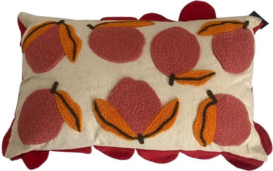 Mica Decorations - Kussen - Perzik - Off White - 65x45 cm