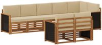 vidaXL Acacia Hout Bank Loungeset Naturel et Beige 4 Places