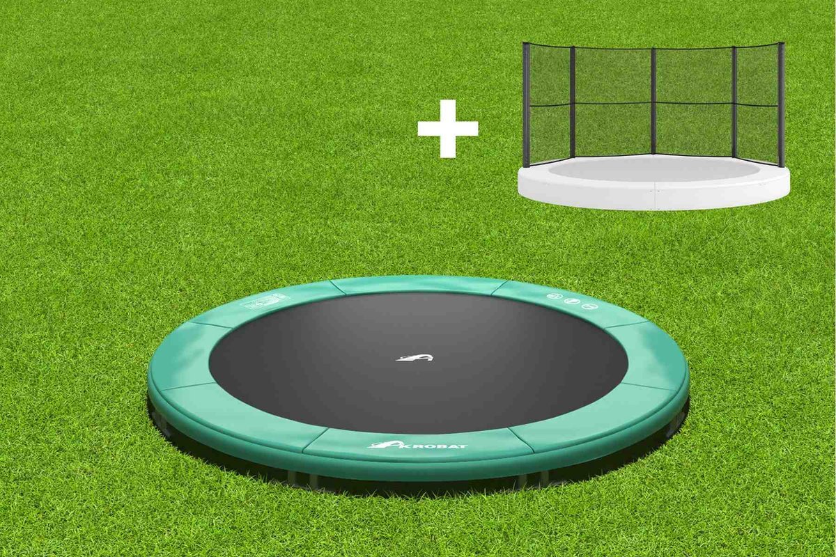 12SPRINGS / Akrobat Akrobat Orbit Inground Trampoline 244 Groen, incl. half veiligheidsnet