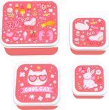 A Little Lovely Company Broodtrommel - Lunch & snack box set van 4 - Fun