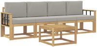 vidaXL - Buiten - bank - set - 5 - st - Wit - en - Lichtgrijs - Polyester