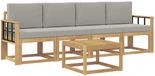 vidaXL - Buiten - bank - set - 5 - st - Wit - en - Lichtgrijs - Polyester