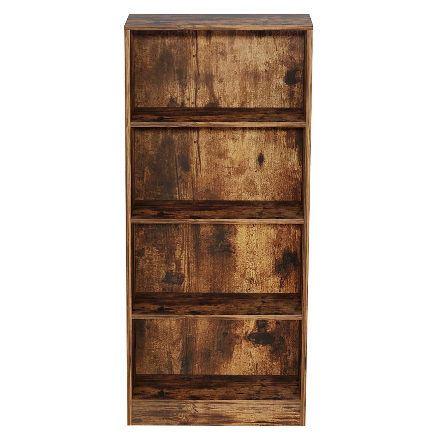 VDD Boekenkast - Open Vakkenkast - Wandkast - 130 cm - Walnoot Bruin Vintage