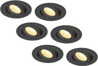 HOFTRONIC Salerno - LED Inbouwspot - Rond - Zwart - Dimbaar - 6x 8W - 2700K - IP44