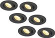 HOFTRONIC Salerno - LED Inbouwspot - Rond - Zwart - Dimbaar - 6x 8W - 2700K - IP44