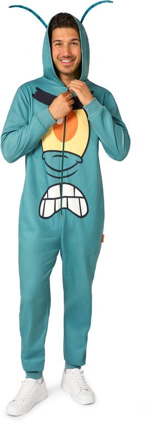 Spongebob Squarepants OppoSuits Plankton Onesie - Volwassenen Verkleedkleding - SpongeBob Kostuum - Carnavalkleding - Pyjama - Chill Pak - Maat XXL