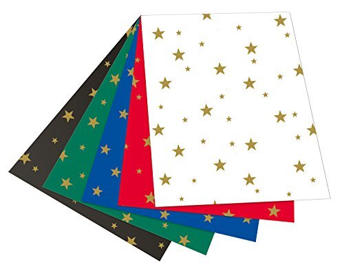 Folia 5899, fotokarton met sterren op kleur gesorteerd, 50 x 70 cm, 10 vellen, aan beide zijden bedrukt, voor het knutselen en creatief vormgeven van kaarten, vensterfoto's en voor scrapbooking