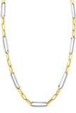 ZINZI zilveren bicolor schakelketting 45cm met ovale schakels 7mm breed ZIC2752
