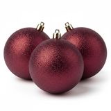 Cosy & Trendy 4x Donkerrode kunststof kerstballen 10 cm - Glitter - Onbreekbare plastic kerstballen - Kerstboomversiering donkerrood