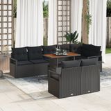 vidaXL Tuinbank Set 9-delig Zwart en Bruin