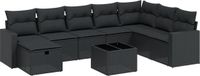 vidaXL 9-delige loungeset met kussens, polyrattan, zwart