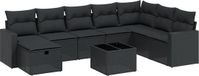 vidaXL Loungeset met kussens, polyrotan, zwart