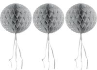 Merkloos / Sans marque Folat Bv 3x stuks decoratie honeycomb bol zilver 30 cm van papier