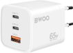 BWOO Chargeur GaN 65W - USB-C & USB-A - 3 Ports, Blanc