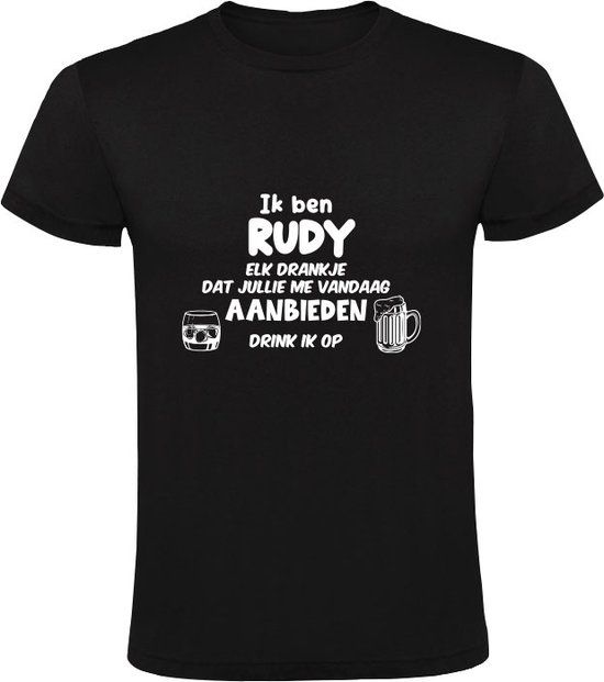 Ik ben Rudy Heren T-shirt - Zwart - Maat L
