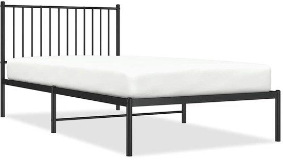 vidaXL Bedframe met hoofdbord metaal zwart 100x200 cm