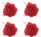 Merkloos Decoratie of Hawaii/Spaanse haarbloem met veren - Set van 6x stuks - rouge - 10 x 10 cm - carnaval verkleed haarbloemen