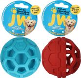 JW Treat N Squeak - Hondenspeeltje - ø 7,5 cm - Hondenbal - Meerkleurig - Met pieper - Rubber