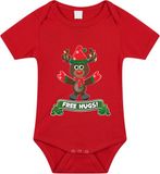 Bellatio Decorations Kerst baby rompertje - rood - rendiertje - free hugs - Kerst cadeau 56