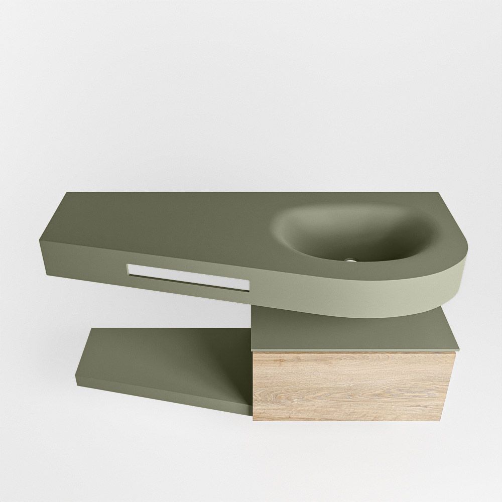 Mondiaz Riva Dulcet badkamermeubel rechts 120cm Army Washed Oak