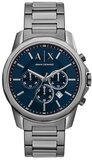 Armani Exchange Banks Herenhorloge - Grijs/Blauw - Chronograaf - Staal