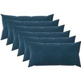 Vidaxl Coussin décoratif 6 pièces Heerlen bleu 40 x 80 cm velours