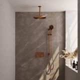 Brauer Copper Edition Thermostatische Regendoucheset Inbouw - Hoofddouche 30 cm - Met Drukknoppen - Handdouche 3 Standen - Doucheslang - Geintegreerde Glijstang
