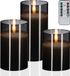 Merkloos Relaxdays Led kaarsen in glas - set van 3 - met afstandsbediening - grijs
