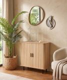 Mano Leisure Mano - Dressoir - L 80 × B 40 × H 85 cm - Eikenhoutlook & Zwart Metaal - 100% FSC-gecertificeerd hout