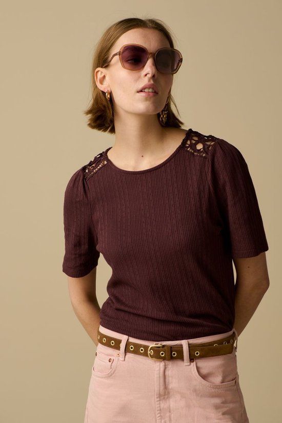 Sissy-Boy - Donkerbruin T-shirt met ajour