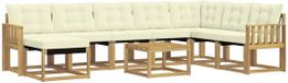 vidaXL Ensemble de salon d'angle 8 places Acacia blanc et crème