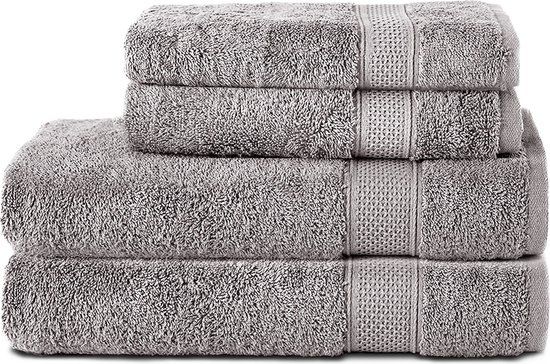 Komfortec Handdoekenset 2x handdoek 50x100 cm + 2x badhanddoek 70x140 cm - 100% Katoen - Zilver