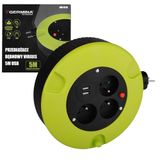 Verlengkabel Germina Verlengkabel voor tuinhaspel IP20, 5 meter dik, oprolzwengel + 3 uitgangen + USB
