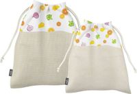 Bee's Wax - Eco Friendly Vershoudzak Groot Set van 2 Stuks Fruit & Vegetable - Biologisch Katoen - Multicolor