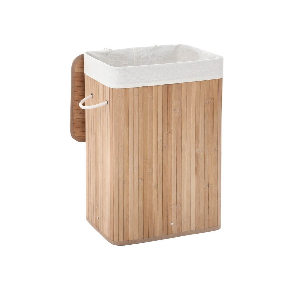 Songmics Bamboo Laundry Basket - 72L - Foldable - With Lid - 40 x 30 x 60 cm - Natural