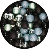 Merkloos / Sans marque Billiet - Vanlaere Kerstballen mix - Set van 40x stuks - kunststof - zwart en mintgroen - Dia 3 cm