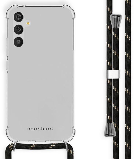 imoshion Hoesje - Geschikt voor Samsung Galaxy A34 (5G) - Backcover met koord - Zwart & Goud