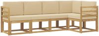 vidaXL Hoek loungeset 5-zits Acacia Hout Wit en Beige