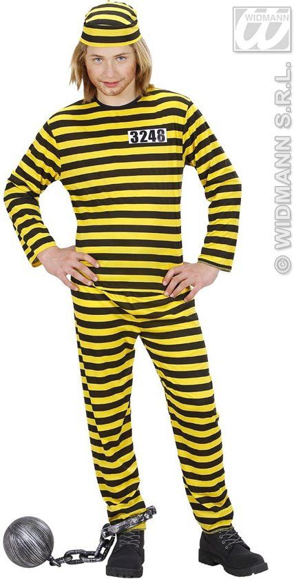 Widmann Boef Kostuum Boef Kind Geel-Zwart Zware Jongen Maat 128 Carnaval kostuum Verkleedkleding
