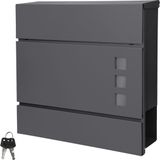 ECD Germany Brievenbus met krantenvak 37x36,5x10,5 cm antraciet staal